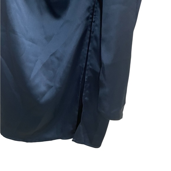 Fate Deep Blue Satin Midi Skirt Navy Blue Size Small - Picture 5 of 8